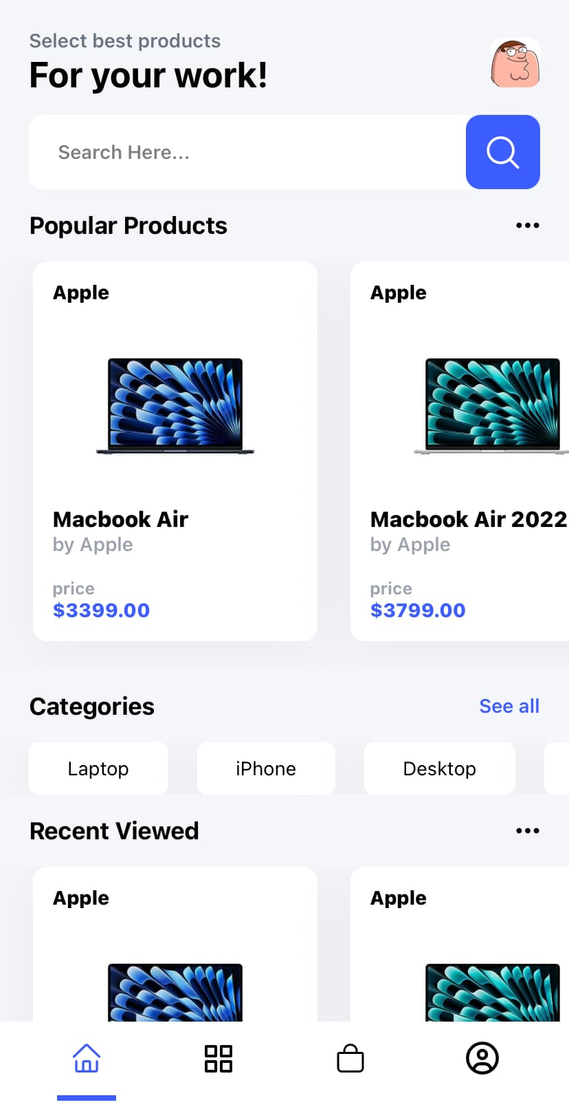 React Native Apple Store App UI screenshot 1