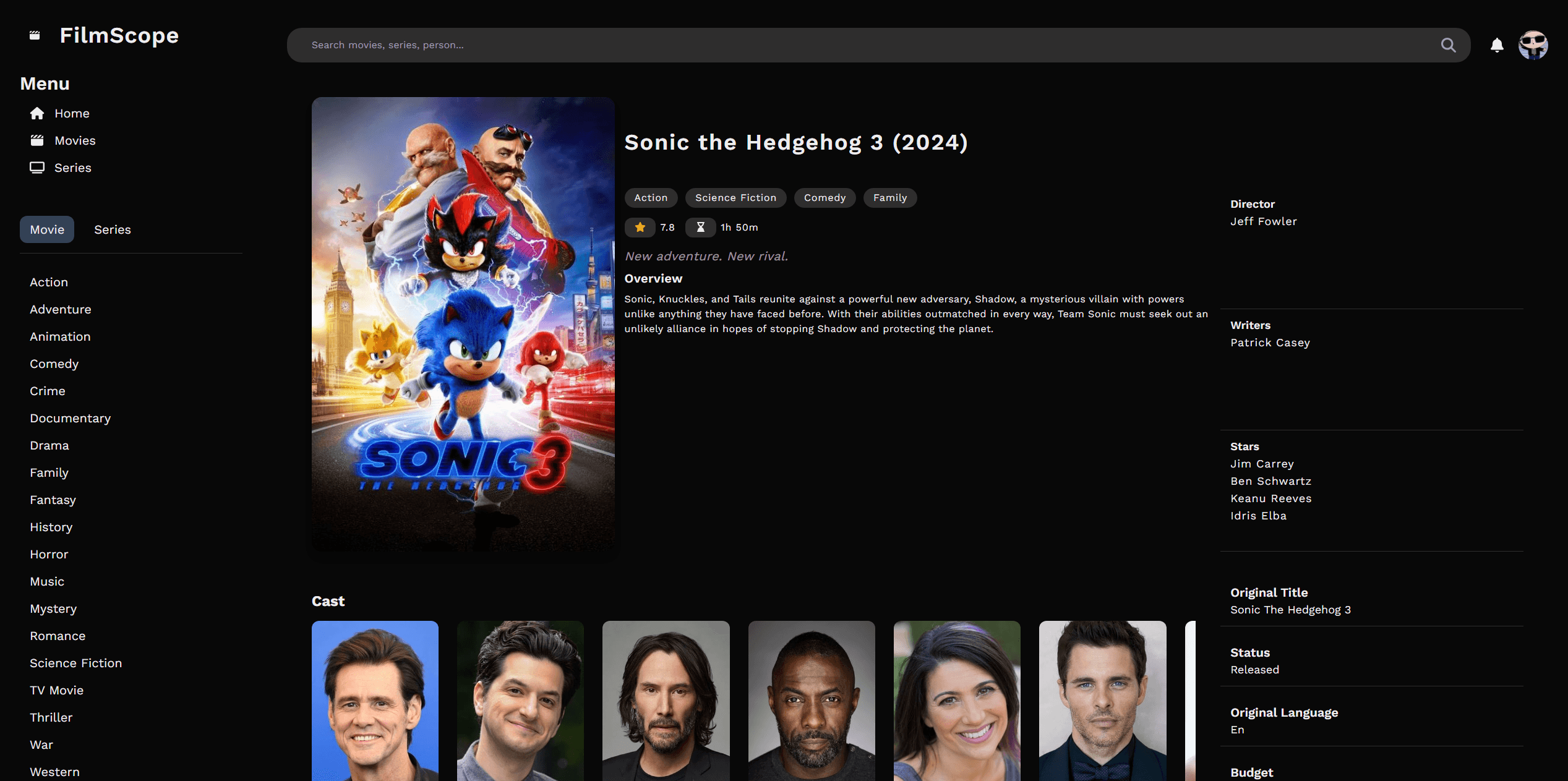 FilmScope Website screenshot 2