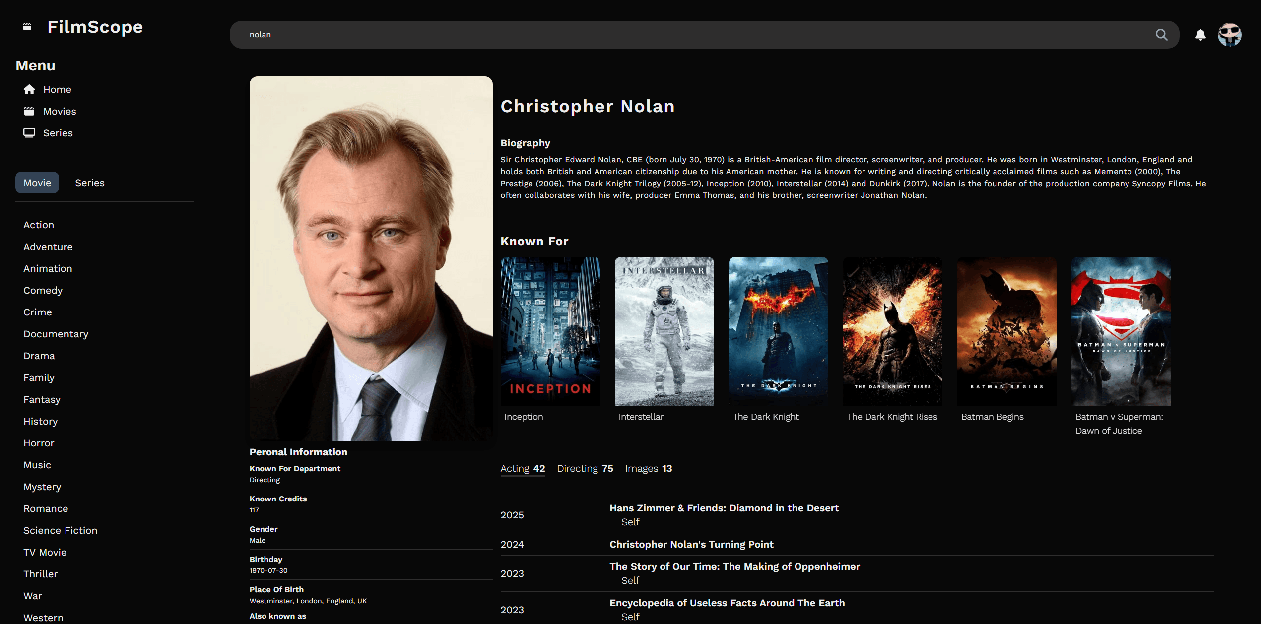 FilmScope Website screenshot 3